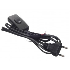 56161 Кабель питания с выключателем и вилкой (без разъема - шнур для бра) 2*0,5мм2, 220V/2,5A, 1,8м, черный, Netko