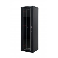 58255 LN-JM16U6080-CC-111-A Напольный шкаф Just1Minute Aluminium 16U (600х800х799), 19, со стеклянной дверью, защелками для блокировки боковых панелей и задняя металлическая дверь с замком