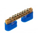 55352 Шина N ноль на 2-х изоляторах, тип Стойка, синий, 6х9мм, 8 групп, латунь EOL