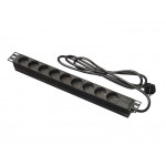 52671 Блок розеток 19, 16А, 9 розеток, шнур 2м, черный