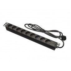 52671 Блок розеток 19, 16А, 9 розеток, шнур 2м, черный