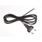 56157 Кабель питания с вилкой (без разъема) 2*0,5мм2, 220V/2,5A, 1,8м, черный, Netko