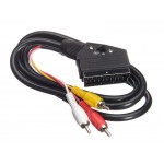 51678 Шнур аудио-видео: SCART (21 pin)-3RCA ( длина 1.5 м, литой) с переключателем направления сигнала, Netko