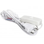 56160 Кабель питания с выключателем и вилкой (без разъема - шнур для бра) 2*0,5мм2, 220V/2,5A, 1,8м, белый, Netko