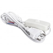 56160 Кабель питания с выключателем и вилкой (без разъема - шнур для бра) 2*0,5мм2, 220V/2,5A, 1,8м, белый, Netko