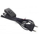 54560 Кабель питания с выключателем и вилкой (без разъема - шнур для бра) 2*0,5мм2, 220V/2,5A, 1,8м, черный, Cabletech РАСПРОДАЖА