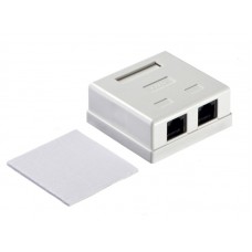 52445 Розетка компьютерная внешняя на плате 2xRJ45, неэкран, cat.5e, Krone тип, белая