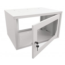 58272 Шкаф настенный 6U серия NOP2 (600х450х357), передняя дверь стекло, разборный, серый Netko