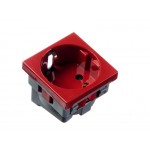 56179 Розетка модульная 220В, с з/к и шторками 45х45мм, красная Ruvinil (Рувинил)