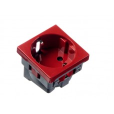 56179 Розетка модульная 220В, с з/к и шторками 45х45мм, красная Ruvinil (Рувинил)