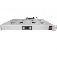 59914 Полка вентиляторная 19, 1U/4 с термостатом, с кабелем, серая Netko