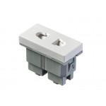 52433 Розетка модульная 220В, с з/к и шторками 45х25,5мм, белая F3 (серия F)