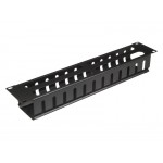 55909 Кабельный органайзер 19, 2U, металлический, с металл. крышкой, металл. кольца, черный SB