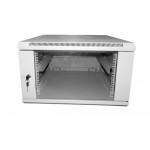 54733 Шкаф настенный 6U серия WM (600х600х370), передняя дверь стекло, собранный, серый Netko