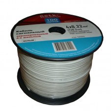 52065 Кабель сигнальный NETKO, экранированный 4*0.22мм2 (7*0.2мм) 100м, пластиковая катушка, белый