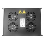 59915 Полка вентиляторная 19, 1U/4 с термостатом, с кабелем, черная Netko