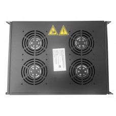 59915 Полка вентиляторная 19, 1U/4 с термостатом, с кабелем, черная Netko