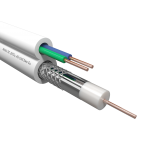 53388 Кабель коаксиальный Netko 3C-2V, 75 Ом (CU, оплетка 32 нити AL) + кабель питания 2x0.5мм (CU, одножильный), аналог ККСВ, белый (100м)