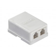 51048 Розетка телефонная внешняя / 2 порта RJ-11(6p4c) / 4 контактная, белая, Netko