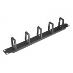 55570 Кабельный органайзер 19, 1U, металлический, 5 пласт. колец, черный SB