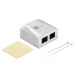 54403 Розетка компьютерная внешняя на плате 2xRJ45, неэкран, cat.6, 110/Krone тип (Dual IDC) белая, Netko СКС