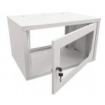 58269 Шкаф настенный 9U серия NOP2 (600х450x490), передняя дверь стекло, разборный, серый Netko