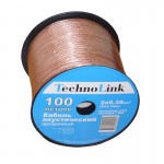 55974 Кабель акустический Technolink 2*0.35мм2 (20*0.15мм) CCA, 100м, пластиковая катушка, прозрачный