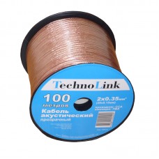 55974 Кабель акустический Technolink 2*0.35мм2 (20*0.15мм) CCA, 100м, пластиковая катушка, прозрачный