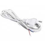 56156 Кабель питания с вилкой (без разъема) 2*0,5мм2, 220V/2,5A, 1,8м, белый, Netko