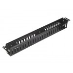 55943 Кабельный органайзер 19, 1U, металлический, с пласт. крышкой, пласт. кольца, черный SB