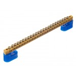 55357 Шина N ноль на 2-х изоляторах, тип Стойка, синий, 6х9мм, 24 группы, латунь