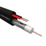 53389 Кабель коаксиальный Netko 3C-2V, 75 Ом (CU, оплетка 32 нити AL) + кабель питания 2x0.5мм (CU, одножильный), аналог ККСП, наружный, черный (100м)