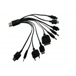 53615 Универсальный USB мульти-шнур для зарядки телефонов и устройств 10 штекеров: Nokia 2.0, Nokia 3.5, Sony Ericsson, LG 18pin, Micro-USB, Mini -USB, Samsung 20pin, iPod 30pin (iPhone), PSP, Nintendo Dsi