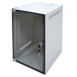 52000 Шкаф настенный 10 9U серия WS (280х310х462), передняя дверь стекло, серый Netko