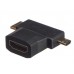 54695 Переходник гнездо HDMI - штекер micro+mini HDMI, dual link, Netko
