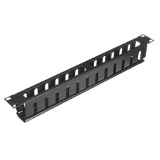 56065 Кабельный органайзер 19, 1U, металлический, с металл. крышкой, металл. кольца, черный SB