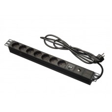 53548 Блок розеток 19, 16А, 7 розеток, шнур 1.8м, с защитой, черный