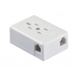 51495 Универсальная телефонная розетка / Российский разъем на 2 еврогнезда / блистер, Netko РАСПРОДАЖА