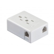 51495 Универсальная телефонная розетка / Российский разъем на 2 еврогнезда / блистер, Netko РАСПРОДАЖА