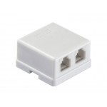 53308 Розетка телефонная внешняя / 2 порта RJ-11(6p2c) / 2 контактная, мини, белая, Netko
