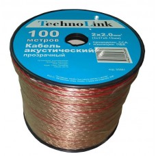 55981 Кабель акустический Technolink 2*2.0мм2 (3*37*0.15мм) CCA, 100м, пластиковая катушка, прозрачный 55981 Кабель акустический Technolink 2*2.0мм2 (3*37*0.15мм) CCA, 100м, пластиковая катушка, прозрачный