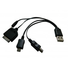 53616 Универсальный USB мульти-шнур для зарядки телефонов и устройств 4 штекера: Nokia 2.0, Mini USB, Micro-USB, iPod 30pin (iPhone)