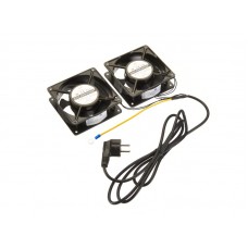 53524 Вентилятор RAL1238S1, рама 120х120х38, подшипник скольжения, 220 В 15 Вт x 2шт, (2 вент с кабелем и вилкой) Netko