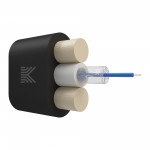 65921 КОСТРОМАКАБЕЛЬ КОС-ОКДП-1х657-ТП-2.4кН Дроп-кабель плоский, с центральной трубкой, усилен стеклопрутками, 1 волокно, SM 9/125, G.657.A1, полиэтилен, 2.4 кН