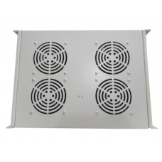 59916 Полка вентиляторная 19, 1U/4 вентилятора, с кабелем, серая Netko