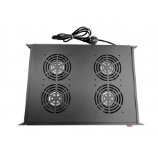 65170 Полка вентиляторная 19, 1U/4 вентилятора, с кабелем, черная Netko