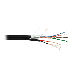 EC-UF004-5E-PC035-PE-BK Кабель F/UTP 4 пары, Кат.5е, медный, с силовым кабелем 0,35мм2, внешний, PE, черный, 305м
