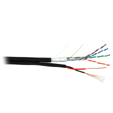 EC-UF004-5E-PC050-PE-BK Кабель F/UTP 4 пары, Кат.5е, медный, с силовым кабелем 0,50 мм2, внешний, PE, черный, 305м