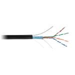 EC-UF004-5E-PE-SW-BK Кабель F/UTP 4 пары, Кат.5е, медный, внешний, PE -40, с тросом, черный, 305м