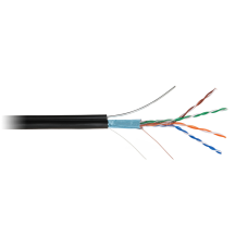 EC-UF004-5E-PE-SW-BK Кабель F/UTP 4 пары, Кат.5е, медный, внешний, PE -40, с тросом, черный, 305м
